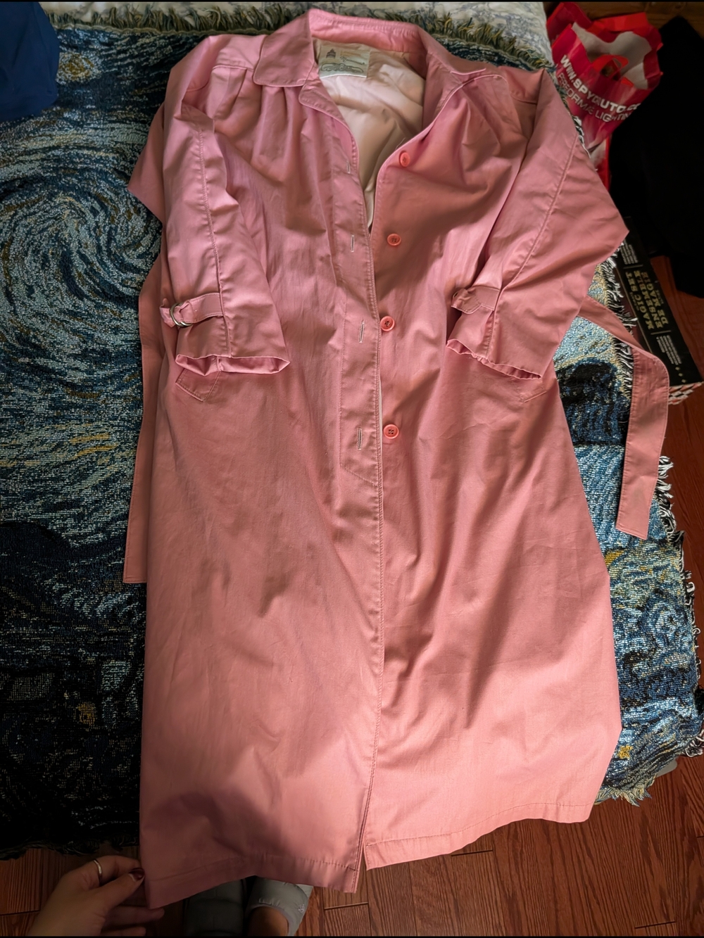 Light Pink London Fog Button-Up Trench Coat